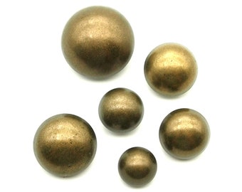 Dome brass buttons - 14/17/19/20/23/28mm; Antique brass