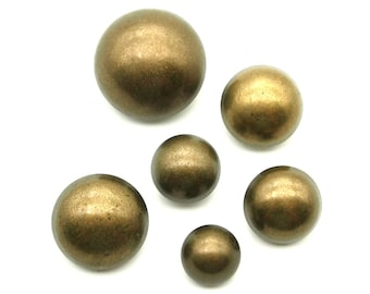 Dome brass buttons - 14/17/19/20/23/28mm; Antique brass