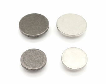 Flat metal buttons (10 pcs) - 18/23mm; Pewter/Matte silver