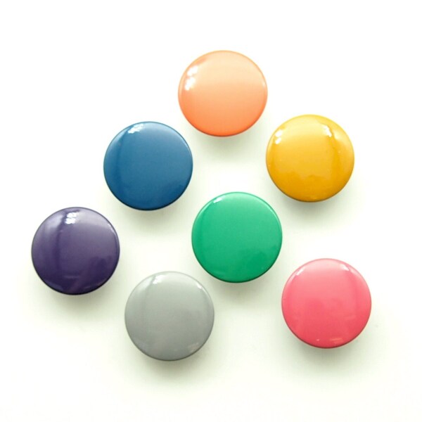 Colorful jean buttons (10pcs) - 20mm; Green/Blue/Grey/Mustard Yellow/Orange/Pink/Purple