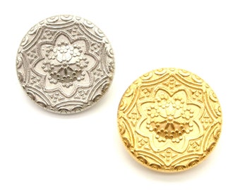 Floral buttons (10pcs) - 23mm; Gold/Silver