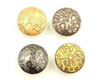 Vintage jean button - 20mm; Copper yellow/Mustard/Pewter brown/Pewter (10pcs)