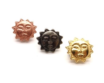 Sun shaped buttons (10 pcs) - 12mm; Dark silver/Rose gold/Gold