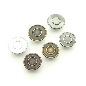 Circle jean buttons (10pcs) - 15/17/18mm; Pewter/Antique brass/Matte silver/Antique copper