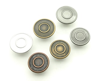 Circle jean buttons (10pcs) - 15/17/18mm; Pewter/Antique brass/Matte silver/Antique copper