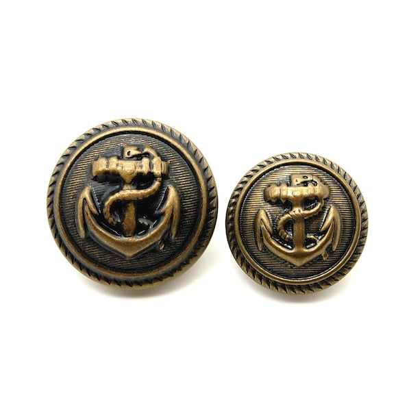 Boutons d'ancre marine (10 pièces) - 20/25 mm ; Laiton antique