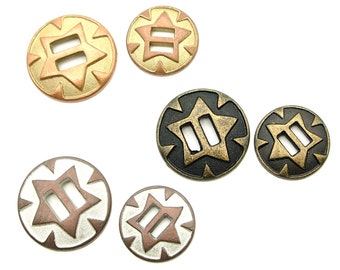 Star 2 hole buttons (10pcs) - 21/25mm; Antique brass/Copper tin/Copper brass