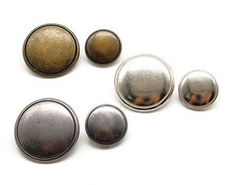 Boutons bordés (10 pièces) - 11/15/18/23 mm ; Argent/étain/laiton antique