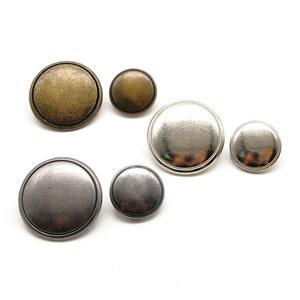 Bordered buttons (10pcs) - 11/15/18/23mm; Silver/Pewter/Antique brass