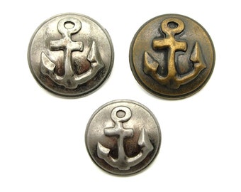 Vintage anchor button (10pcs)-23/28mm; Antique brass/Pewter