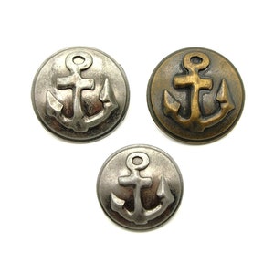 Vintage anchor button (10pcs)-23/28mm; Antique brass/Pewter
