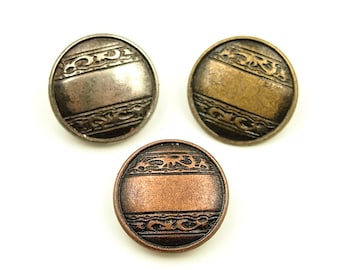 Vintage button - 11/15/20mm; Antique copper/Antique brass/Pewter (10pcs)