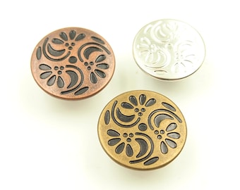 Vintage jean button - 15/20mm; Antique brass/Antique copper/Silver (10pcs)