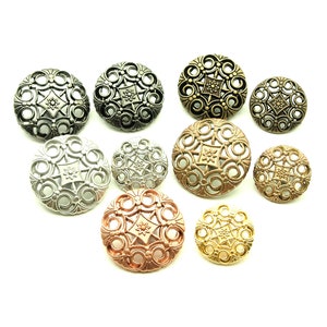 Lace Patterned Metal Buttons – Rose Gold, Pewter, Brass (10pcs)