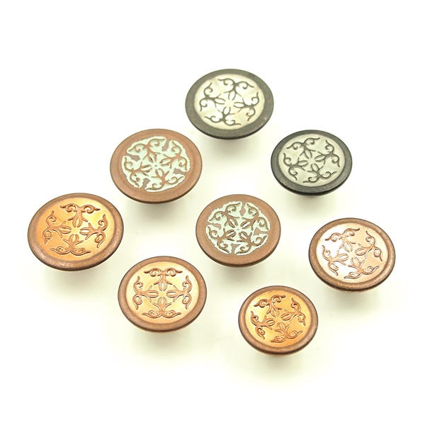 Vintage jean buttons - 15/17/19mm; Orange copper/Alloy/Rustic bronze/Copper (10pcs)