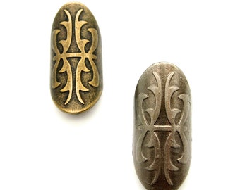 Medieval buttons (10pcs) - 30x14mm; Dark silver/Antique brass