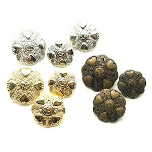 Antique buttons (10pcs) - 15/18/20mm; Gold/Antique brass/Silver