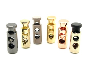 Double hole cord lock (5pcs) - Pewter/Matte gold/Shiny rose gold/Black&gold/Shiny brass/Taupe