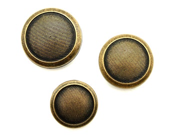 Rimmed buttons (10pcs) - 15/18/21mm; Antique brass