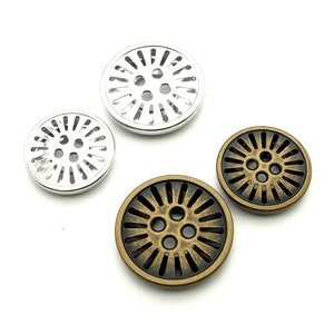 Slitted 4 hole buttons (10pcs) - 21/25mm; Antique brass/Silver