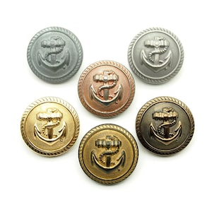 Vintage anchor buttons (5 pcs) - 25mm; Copper/Dark matte silver/Oxidized alloy/Gold/Darkgold/Vintage gold