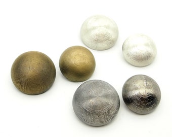 Disco Dome Button (5 Stück) - 21/25mm; Schwarz&Gold/Zinn/Glänzendes Silber