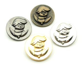 Kinderknopf (5 Stück) - 24mm; Antikes Messing/Zinn/Gold/Silber