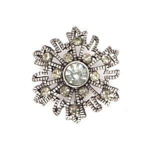 Snowflake rhinestone button (3 pcs) - 34 mm