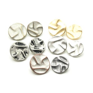 Textured buttons (10pcs) - 18/20mm; Matte gold/Matte silver/Tin brass/Tin black/Tin copper/Pewter