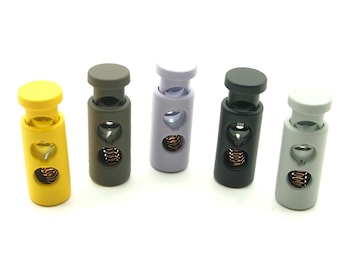 Colored 2 hole cord lock (5pcs) - Yellow/Gray/Black/Moss/Purple