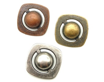 Deco buttons (5pcs) - 28mm; Antique copper/Antique brass/Dark silver