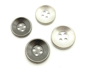 Small 4 hole buttons (10pcs) - 15/17mm; Matte silver/Dark silver