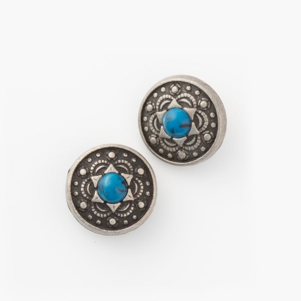 Boutons en pierre turquoise antique (10 pcs) - 15 mm