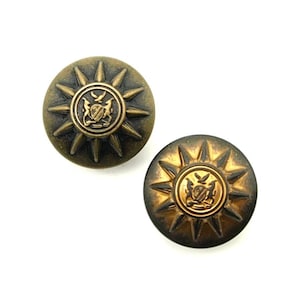 Vintage sun buttons (10pcs) - 19mm; Antique brass/Dark graphite