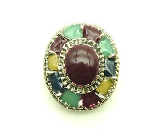 Oval mosaic button (5pcs) - 17x21mm
