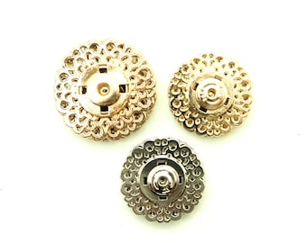 Lace snaps (5 sets) - 21/25mm; Gold/Silver