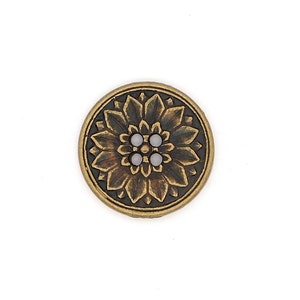 Lotus buttons (10 pcs) - 20mm; Antique brass