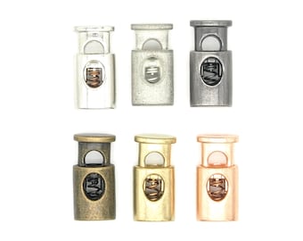 Metal cord lock/stopper (5 pcs) - Brushed pewter/Antique brass/Brass/Rose gold/Silver/Tin
