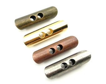 Rectangular 2 hole buttons (5pcs) - 10x36mm; Antique brass/Antique copper/Pewter/Gold