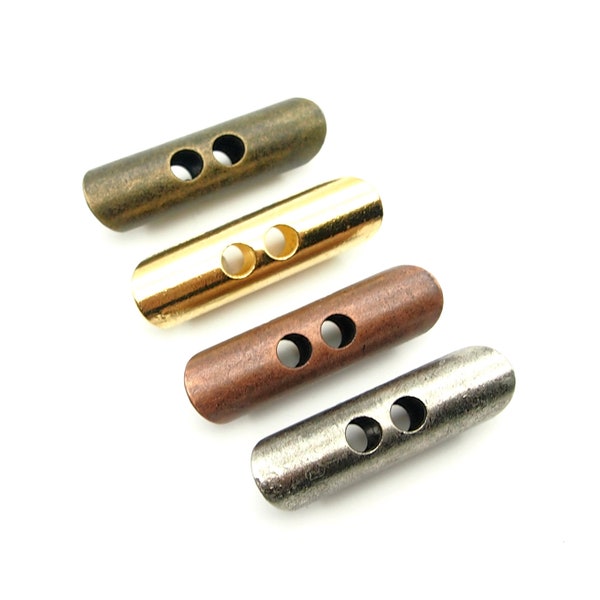 Rectangular 2 hole buttons (5pcs) - 10x36mm; Antique brass/Antique copper/Pewter/Gold
