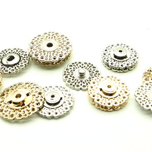 Lace snaps 5 sets 21/25mm Gold/Silver image 4