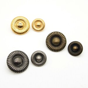 Art deco circle buttons (10pcs) - 12/18mm; Antique brass/Pewter/Gold
