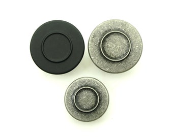 Circle jean button (10pcs) - 14/17mm; Stone wash silver/Black