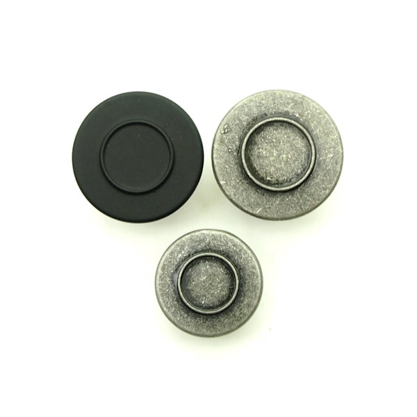 Circle jean button (10pcs) - 14/17mm; Stone wash silver/Black