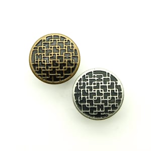 Vintage jeansknappar (10 st) - 17 mm; Antikmässing/Tennsvart