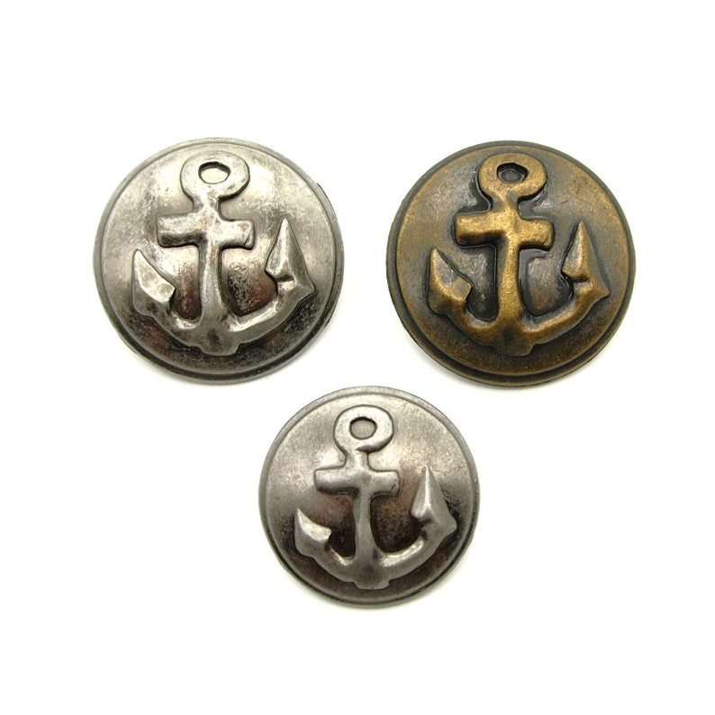 Vintage anchor button 10pcs23/28mm Antique brass/Pewter image 1