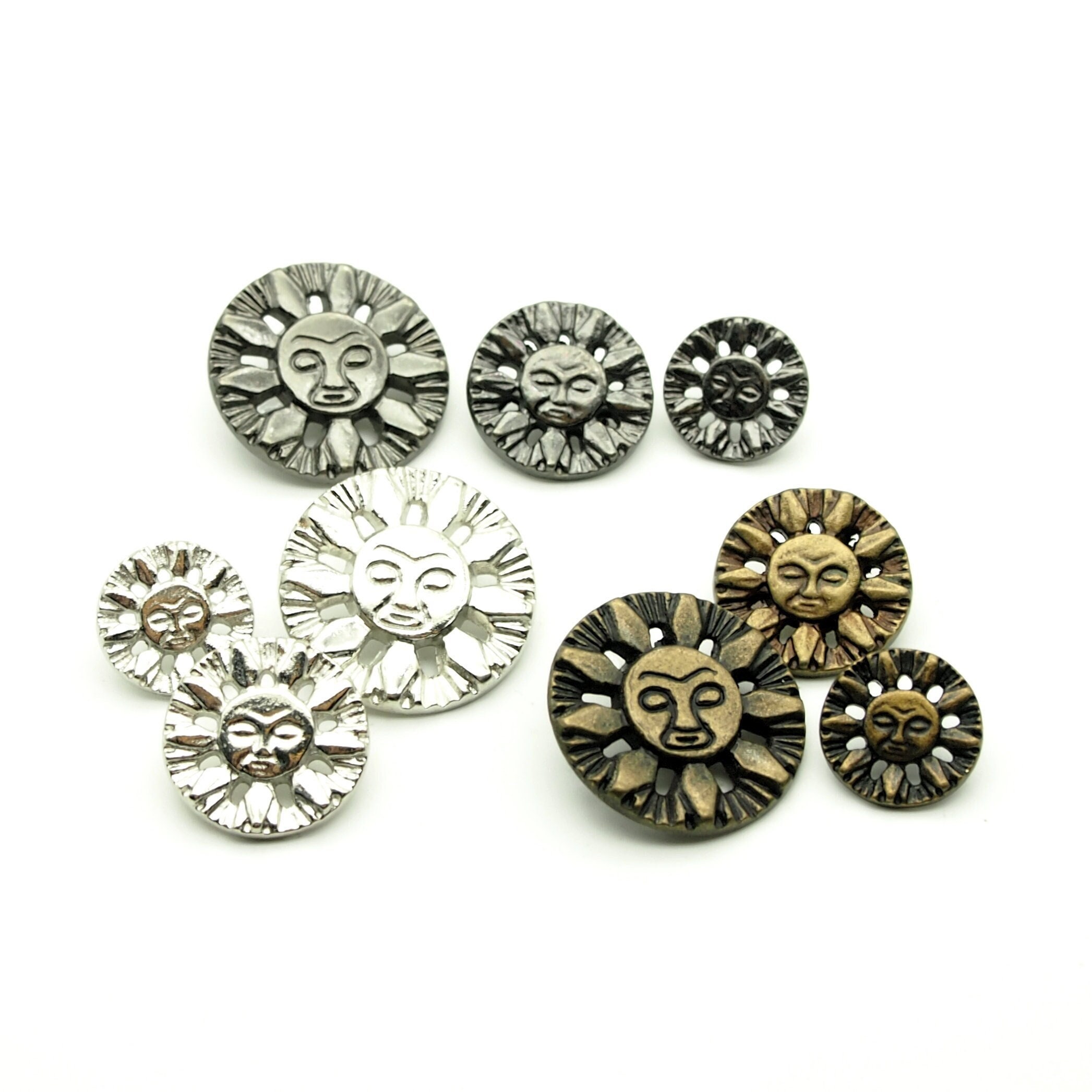 Dill Buttons 14mm 3PC 2 Hole Metal Antique Silver