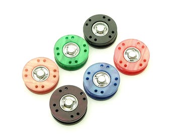 Faux shell snaps (5pcs) - 20mm; Blue/Green/Pink/Bright pink/Burgundy/Black