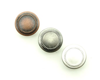 Boutons de jean bordés (10 pièces) - 17 mm ; Étain/Cuivre antique/Argent mat