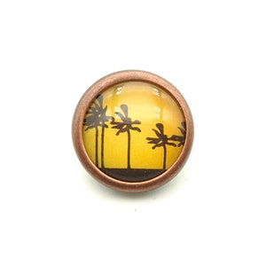 Palm tree button (10pcs) - 15mm; Antique copper underpart